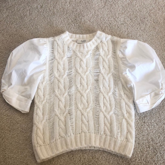 Sea New York Sweaters - Sea New York Cream Puff Sleeved Knit Top Sz S